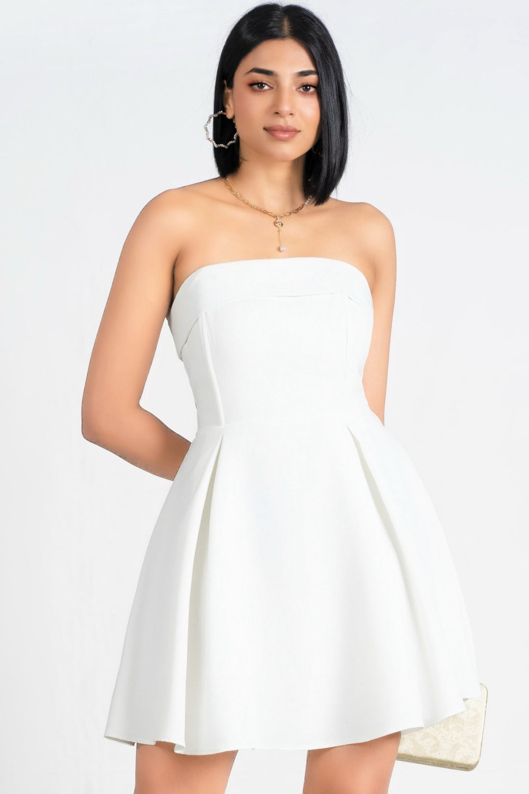 Strapless Pleated Mini Dress