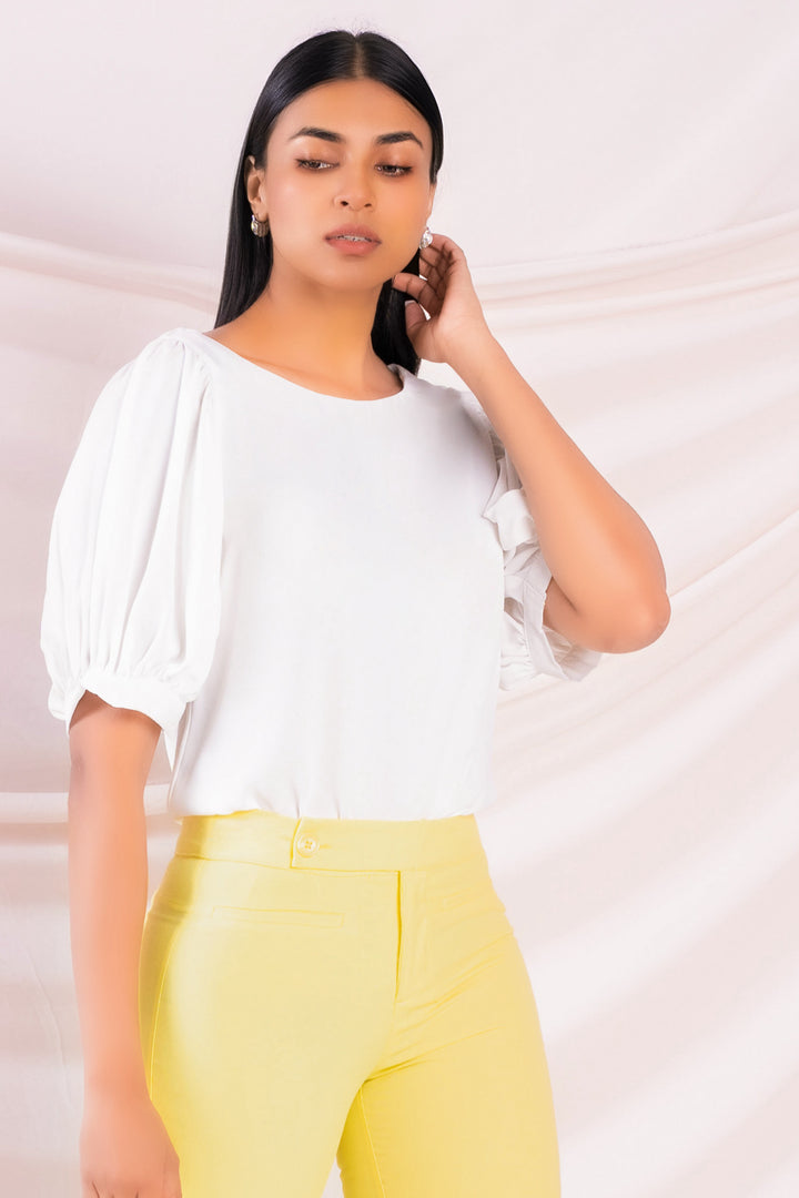 Round Neck Puff Sleeve Top