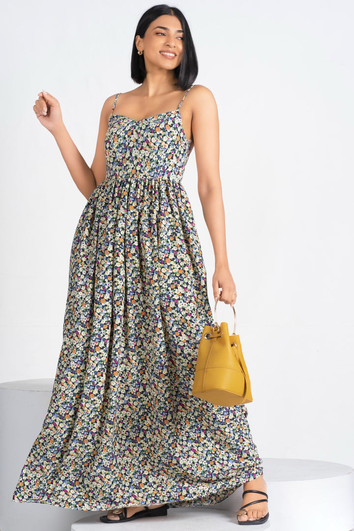 Printed Sweetheart Maxi Dress