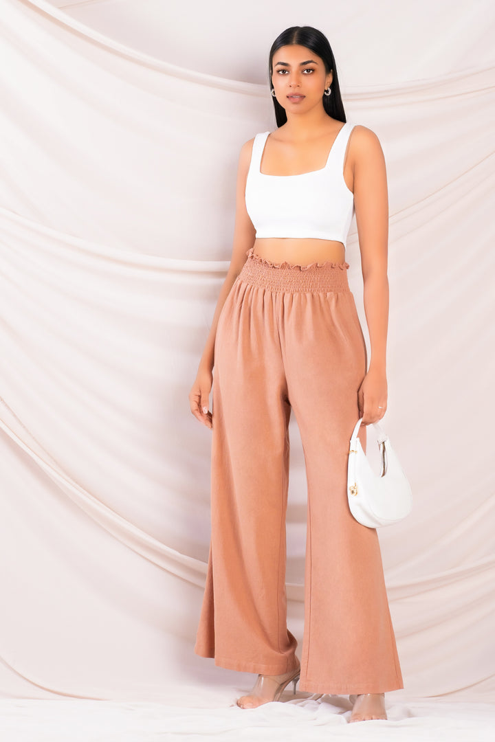 Peach Pant with Smocked Waist