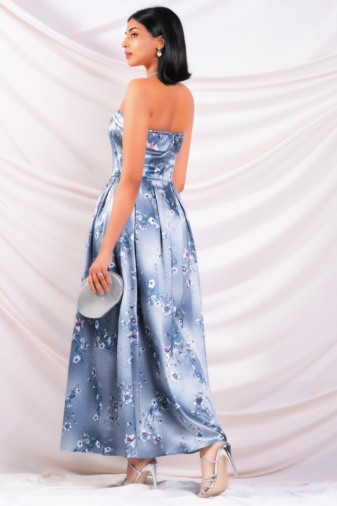 Printed Strapless Maxi Dress