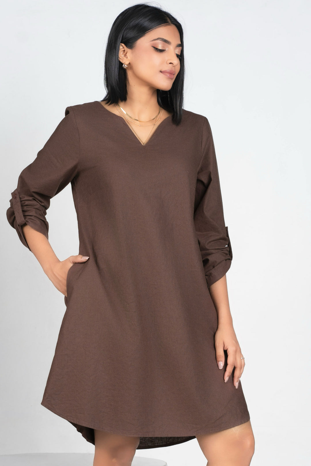 Brown Relaxed Fit Dress