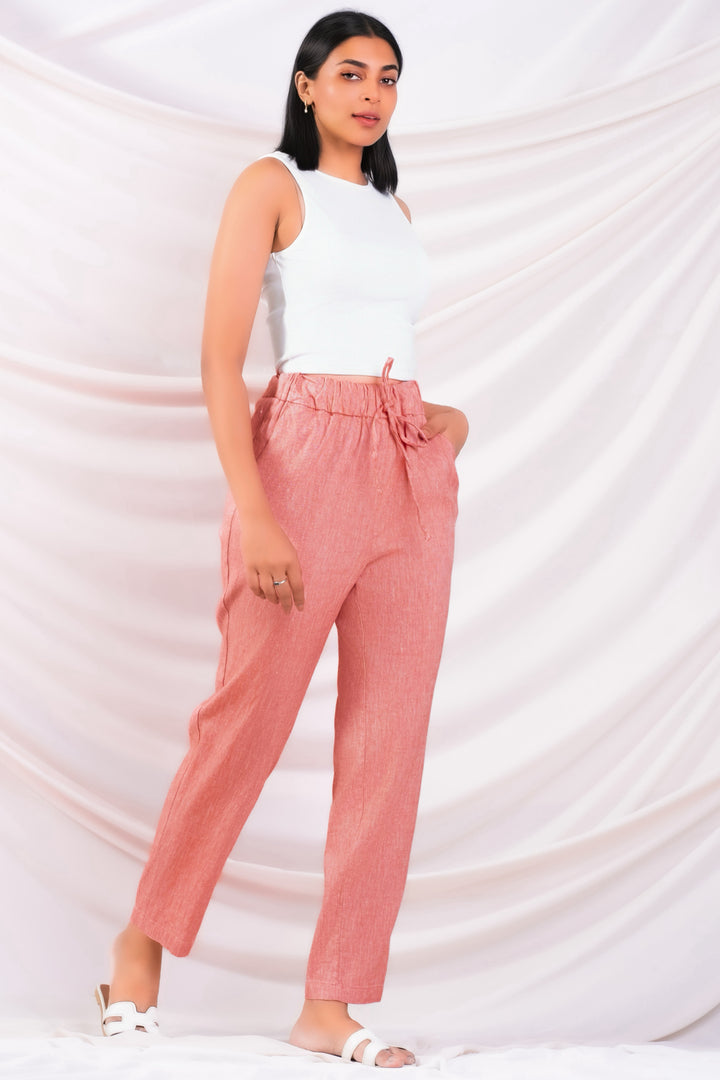 Drawstring Straight Linen Pant