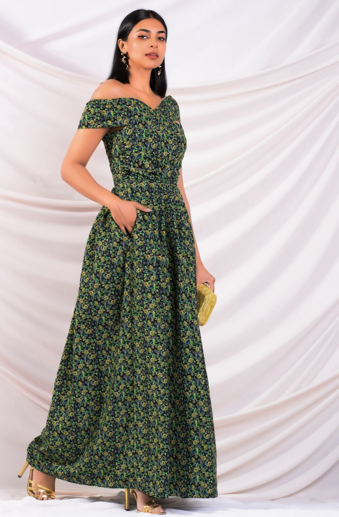 Green One Shoulder Maxi Dress