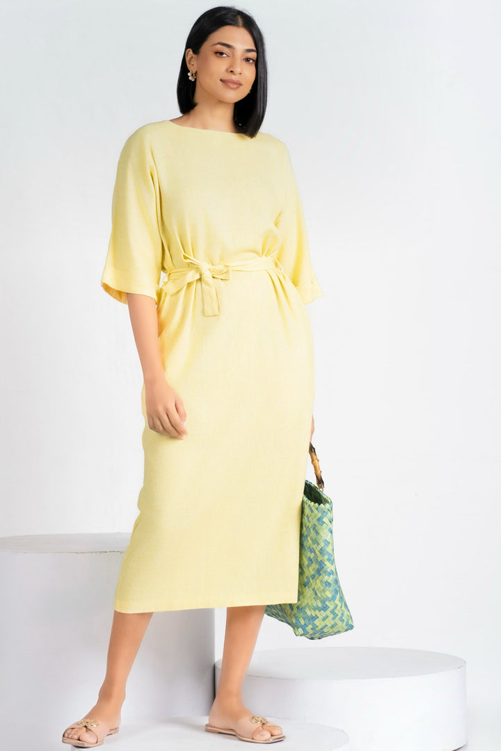 Yellow Linen Shift Dress