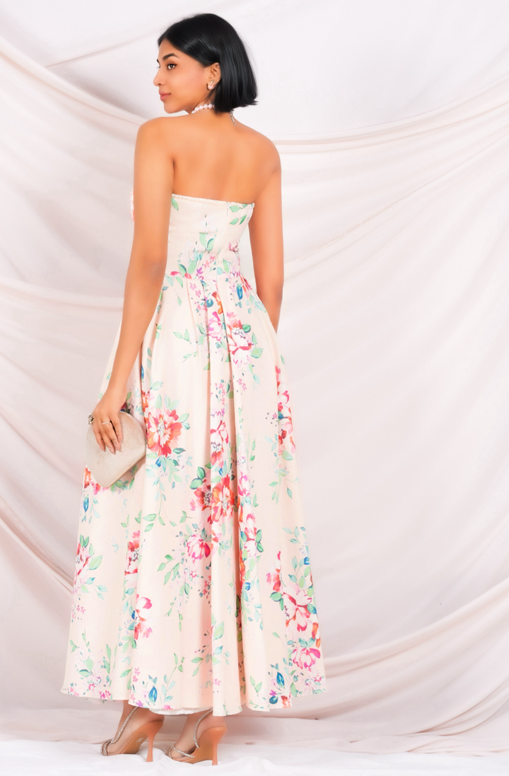 Strapless Floral Maxi Dress