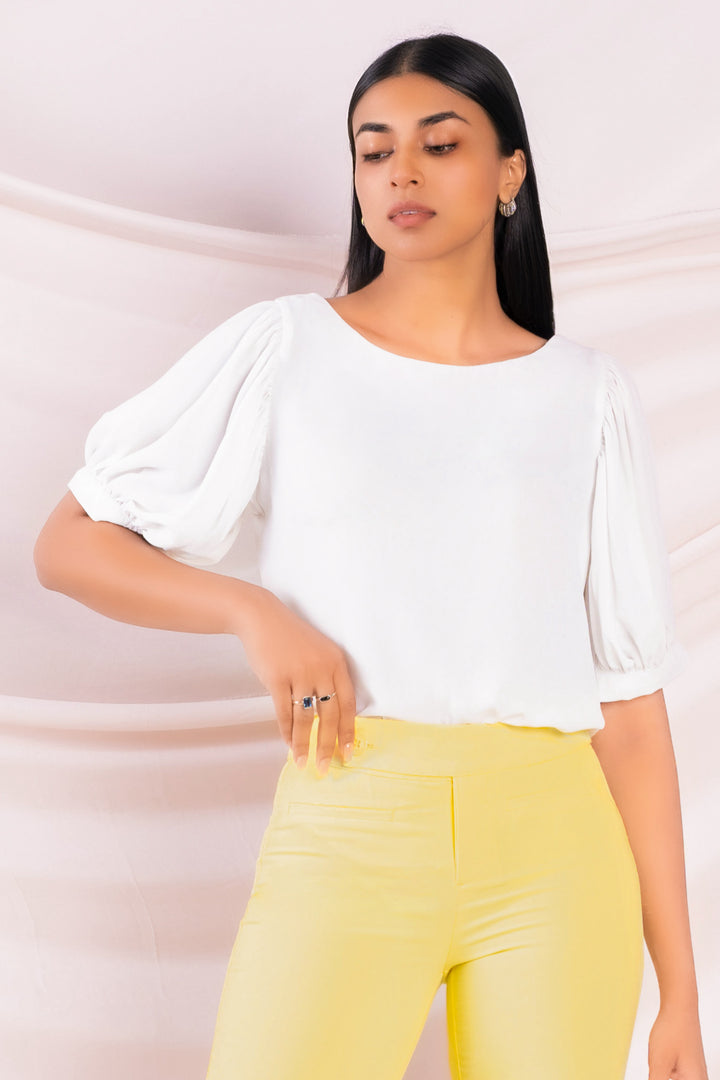 Round Neck Puff Sleeve Top