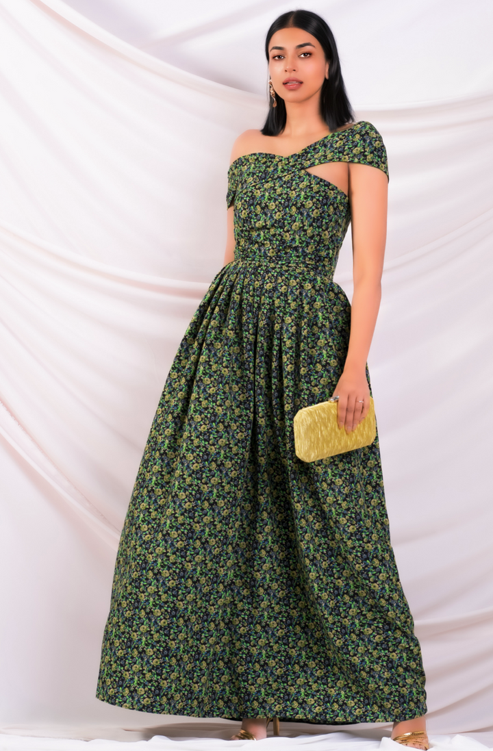 Green One Shoulder Maxi Dress