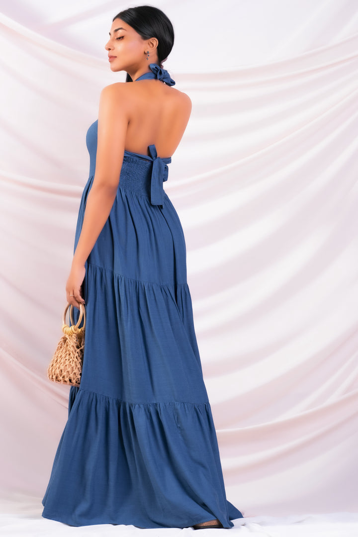 Blue Tiered Maxi Dress