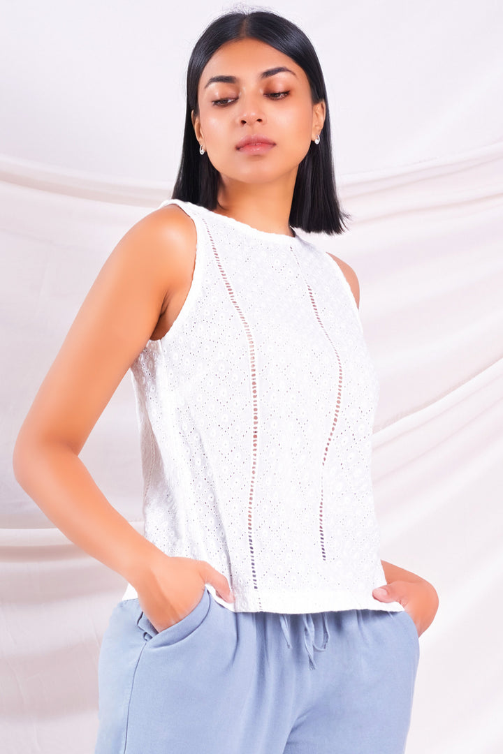 White Eyelet Top