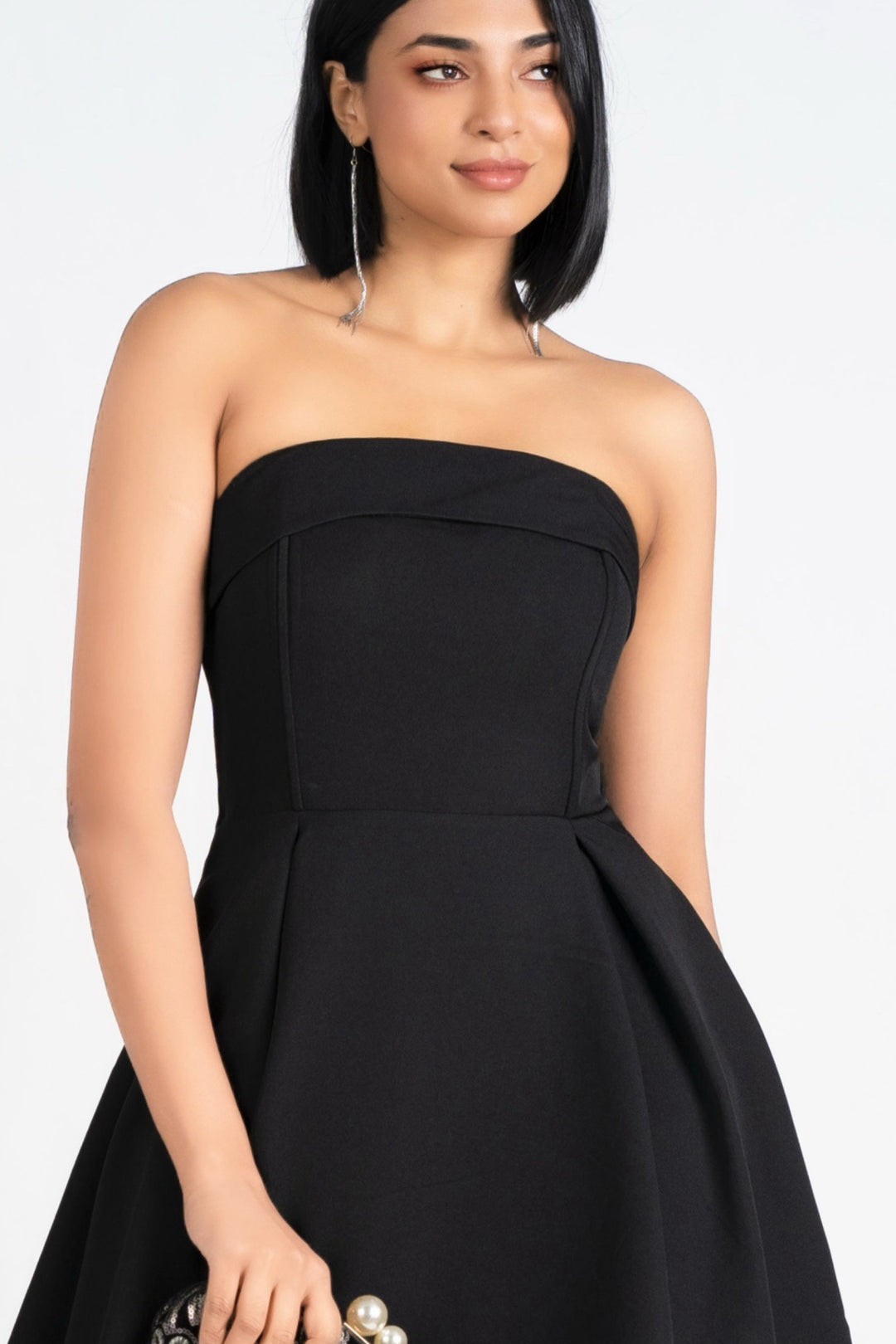 Strapless Pleated Mini Dress