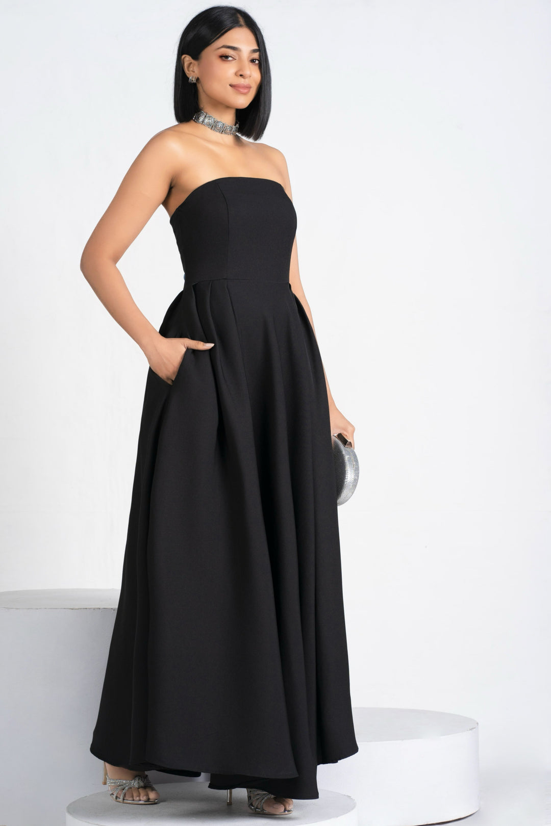 Black Strapless Maxi Dress