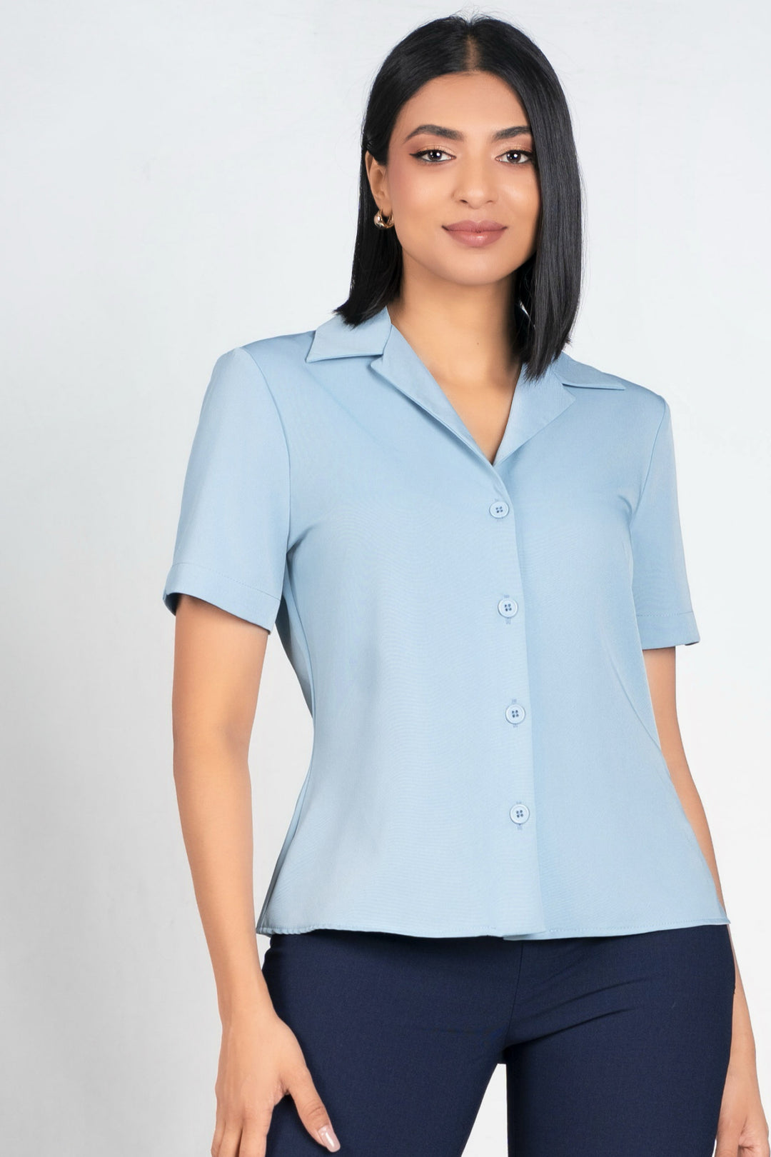 Short Sleeve Button Up Blouse