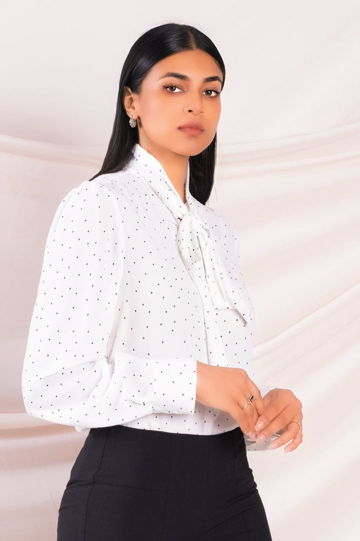 Polka Dot Tie Neck Top