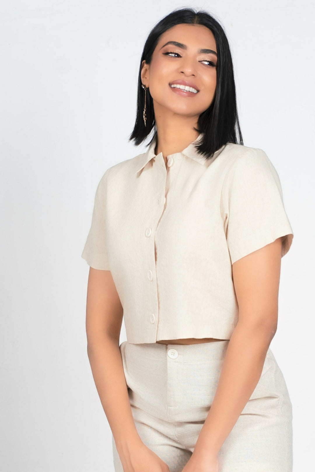 Beige Cropped Shirt