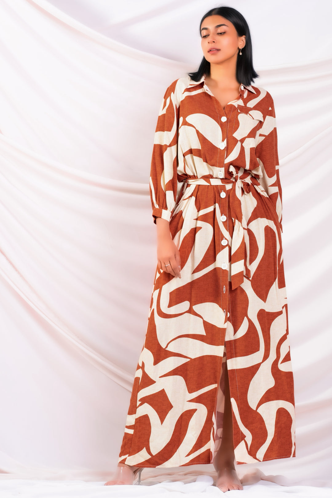 Printed Maxi Shirt Dress