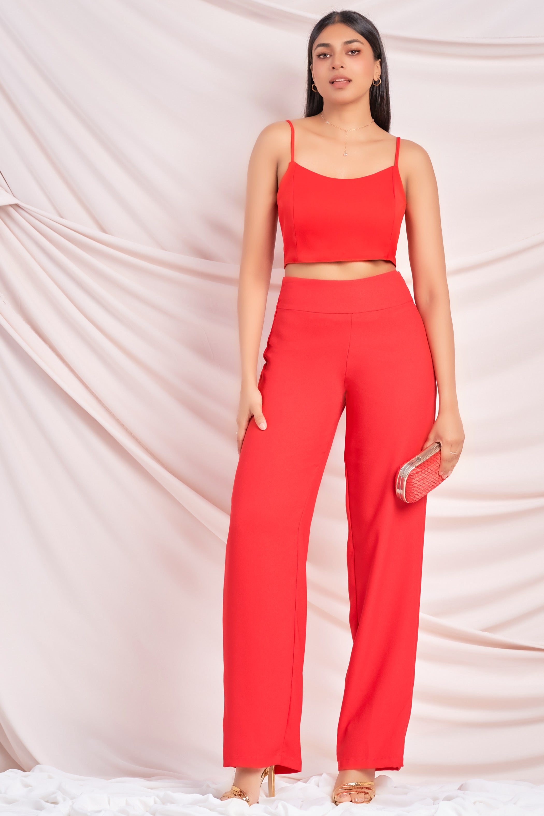 Red on sale evening tops