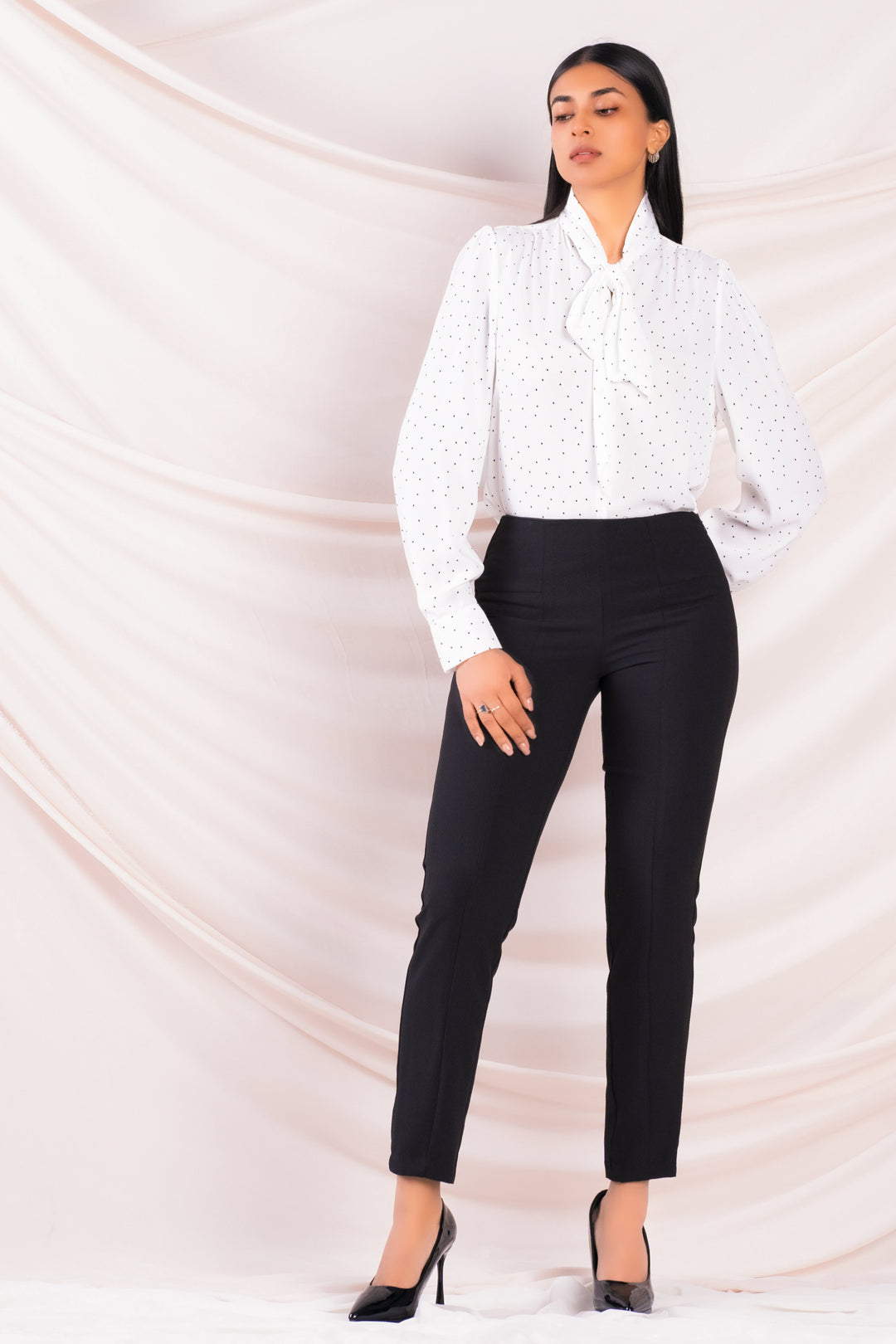 Polka Dot Tie Neck Top