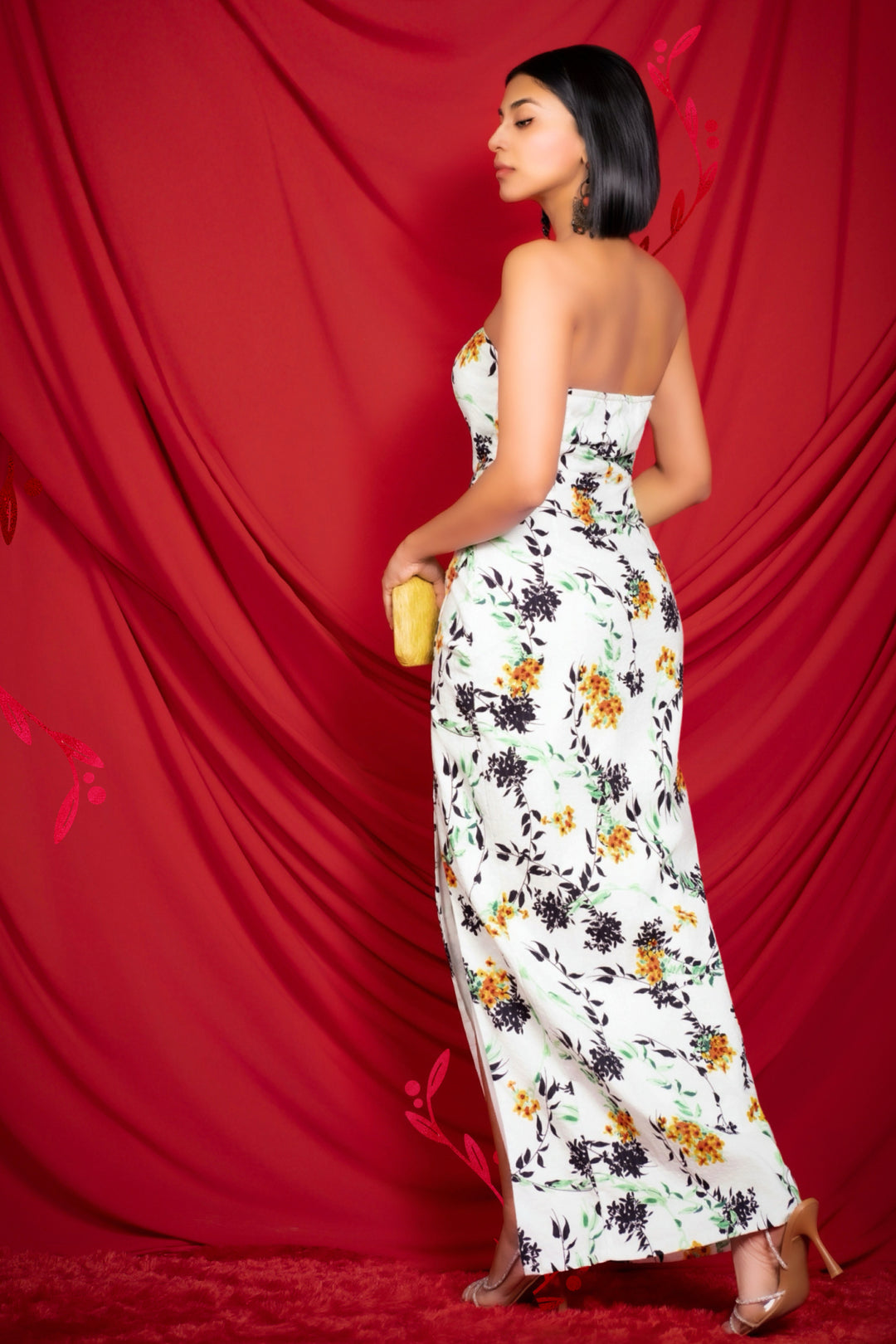 Printed Strapless Maxi Dress