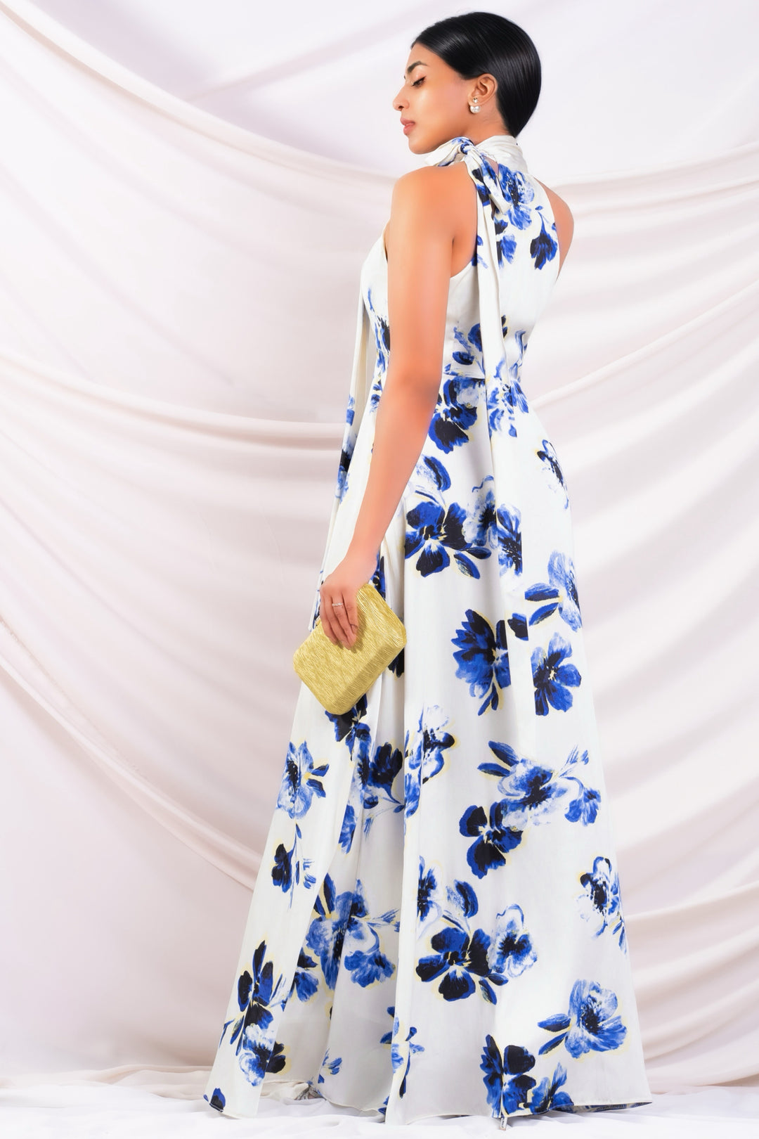 Printed High Neck Maxi Dress