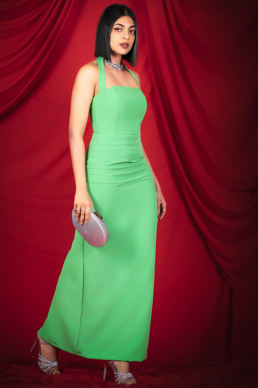 Green Halter Maxi Dress