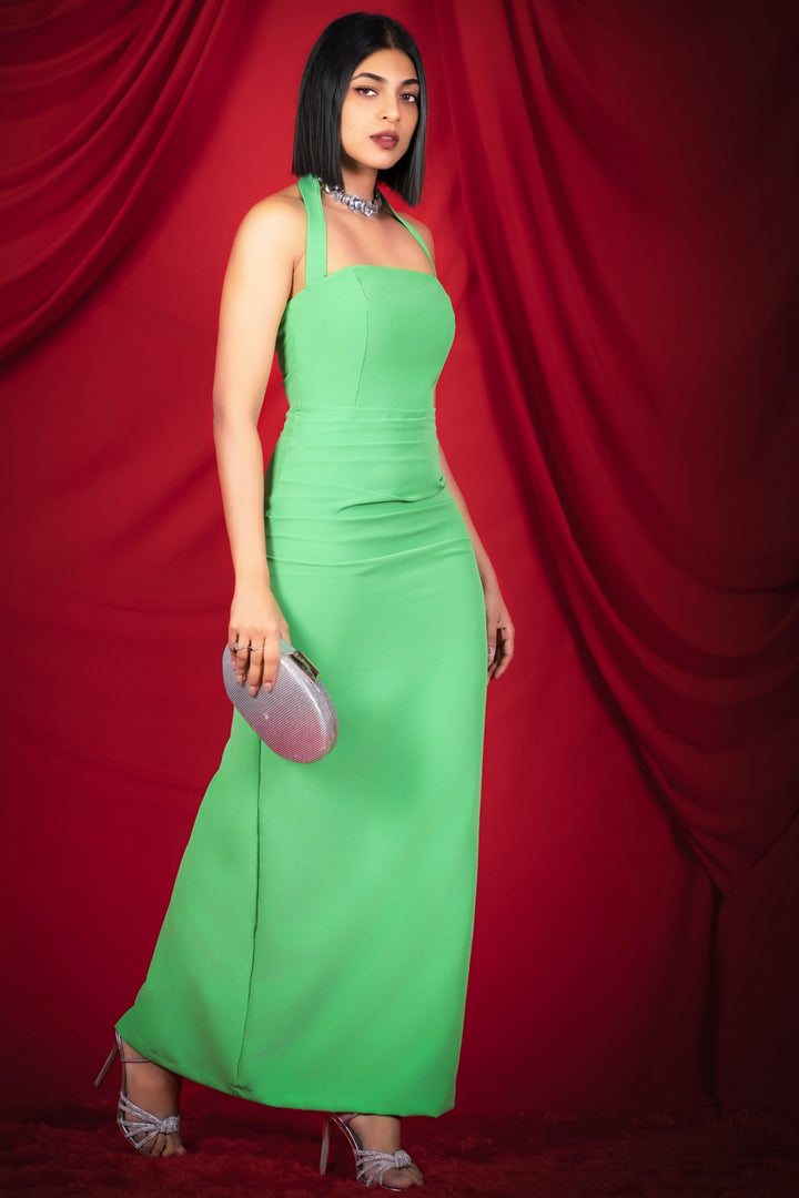 Green Halter Maxi Dress