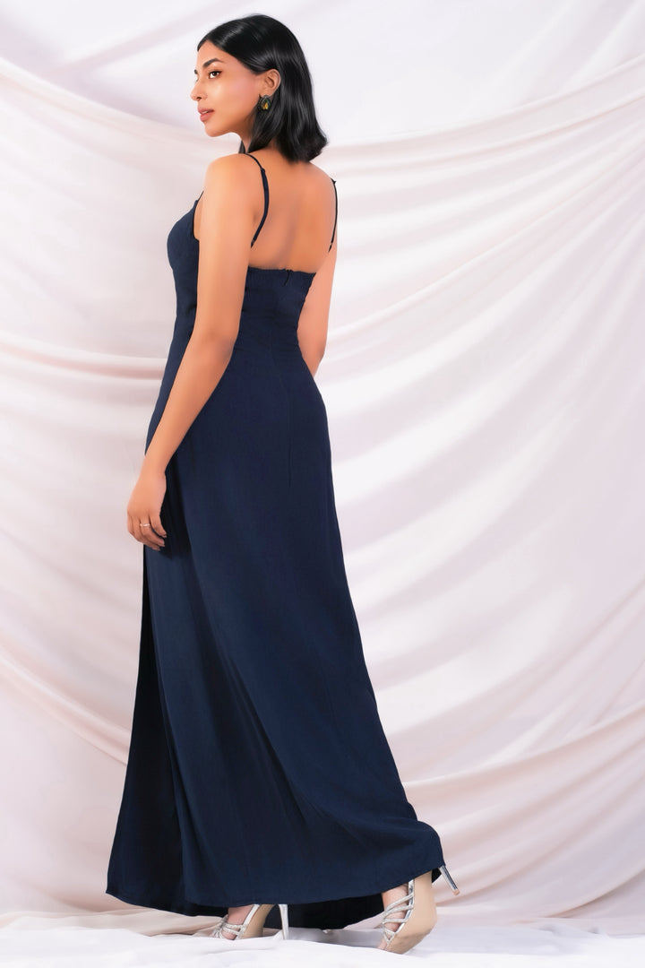 Navy High Slit Maxi Dress