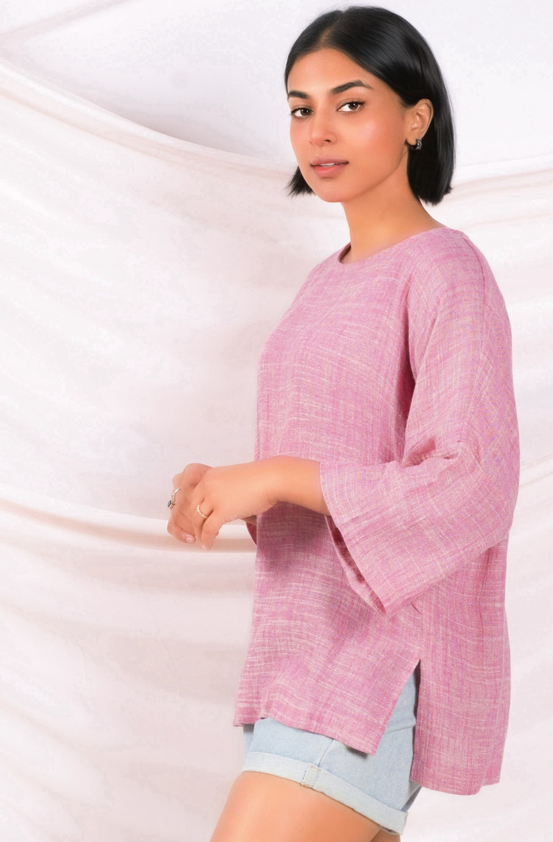 Pink Oversized Linen Top