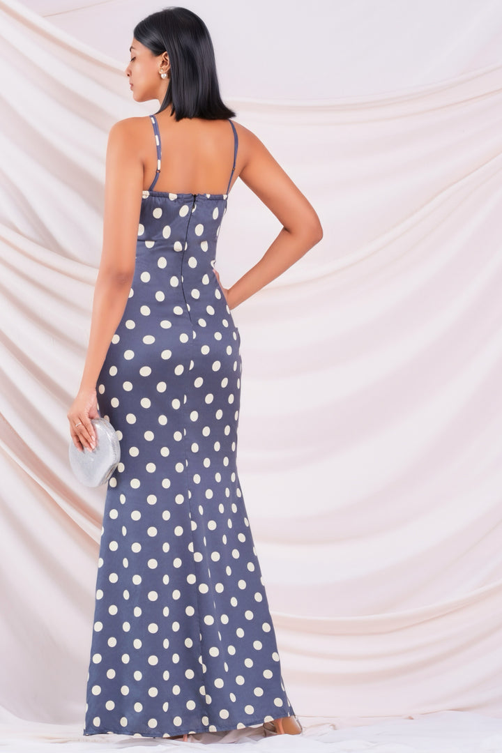 Blue Polka Maxi Dress