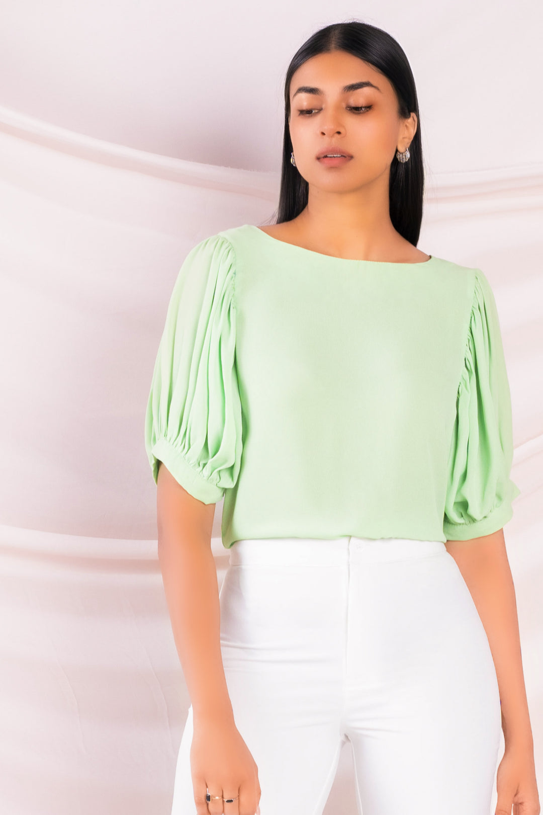 Round Neck Puff Sleeve Top