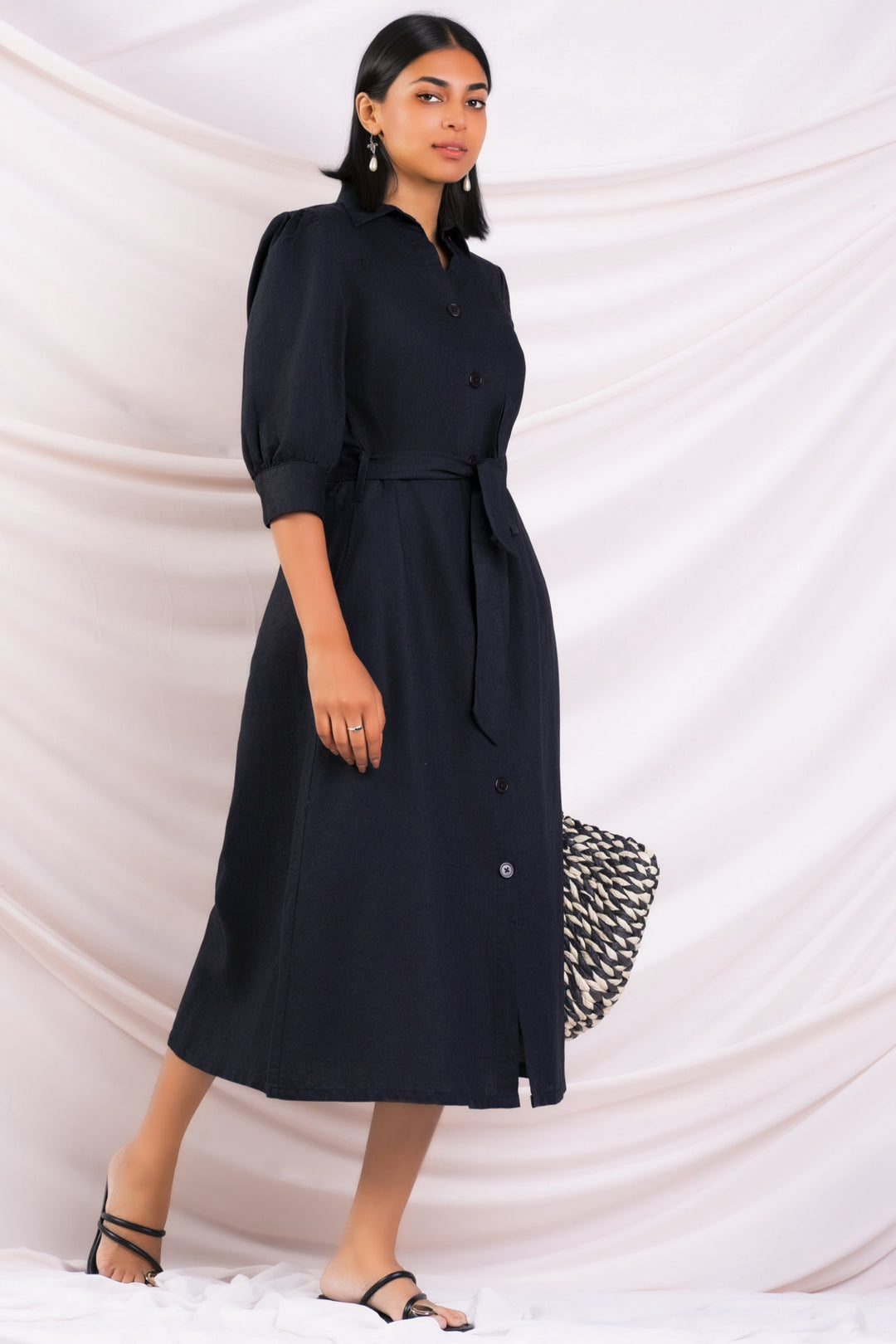 Black Midi Shirt Dress