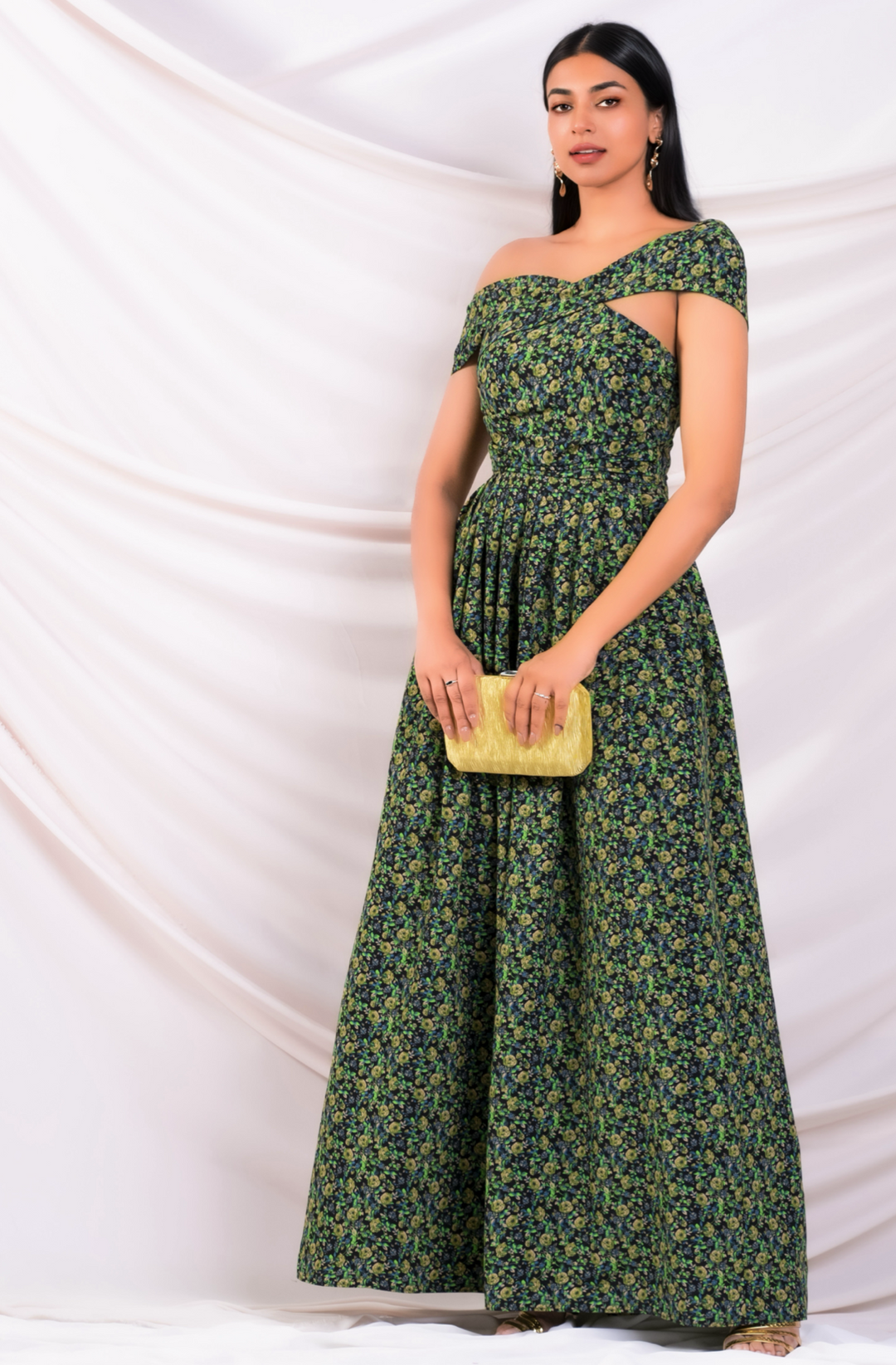 Green One Shoulder Maxi Dress