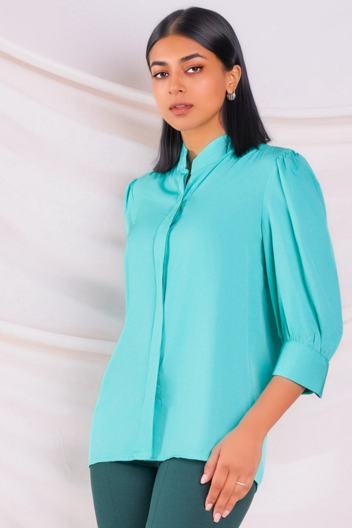 Green Puff Sleeve Top