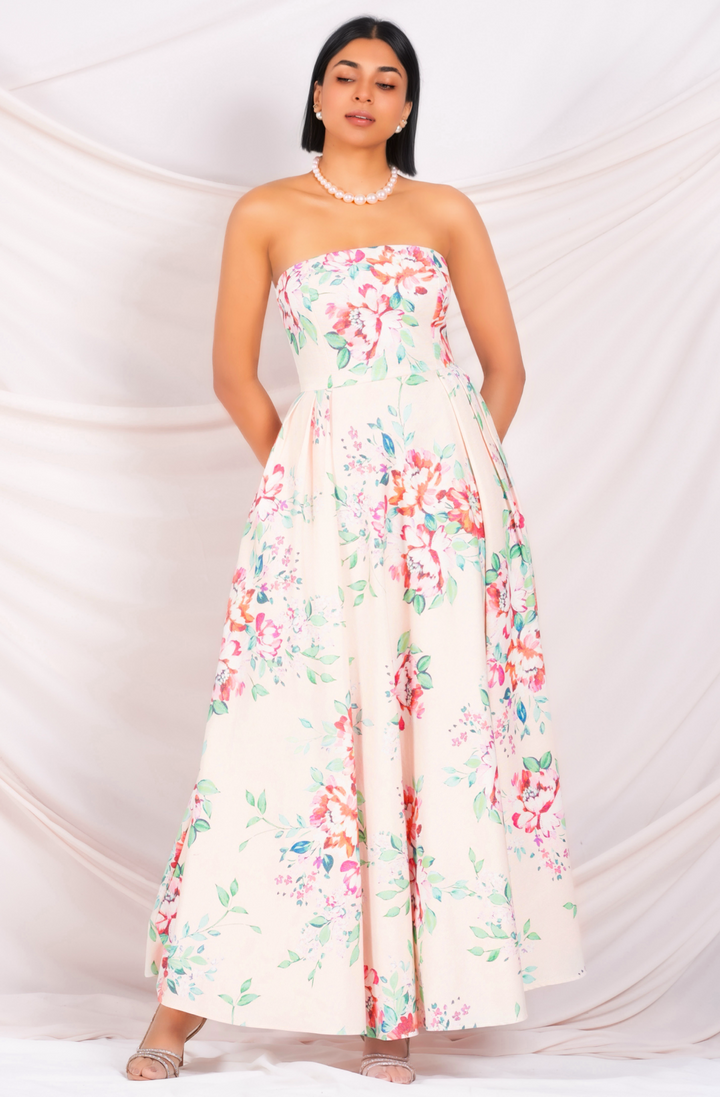 Strapless Floral Maxi Dress