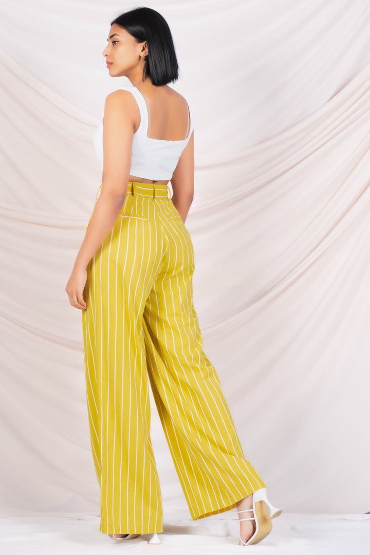 High Waist Wide Leg Stripe Pant