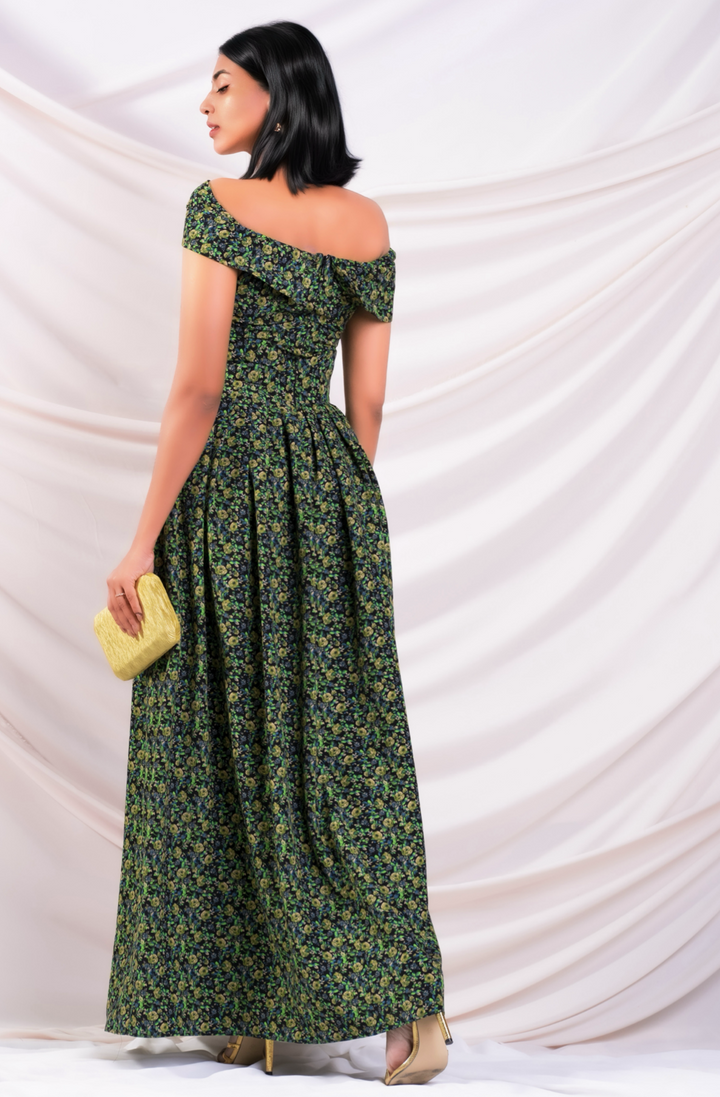 Green One Shoulder Maxi Dress