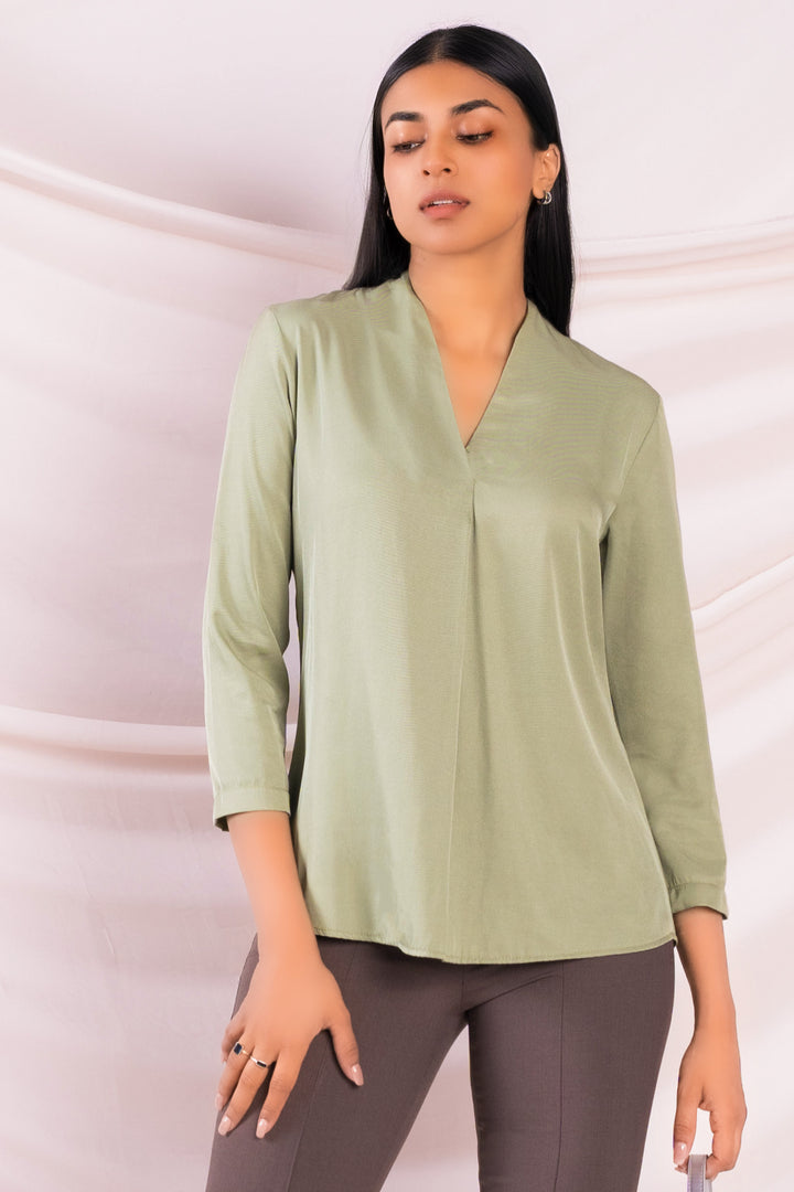 Green V Neck Top